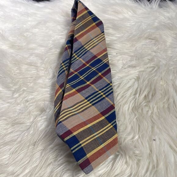 Saddlebred Mens Tie, Plaid, Multicolor, Vintage - Picture 6 of 7